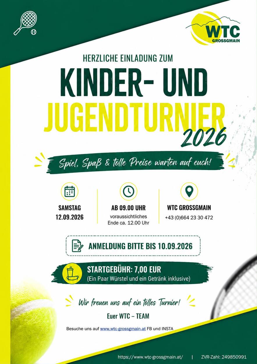 03/26: Kinder- / Jugendturnier am 12.9.2026 am Vormittag